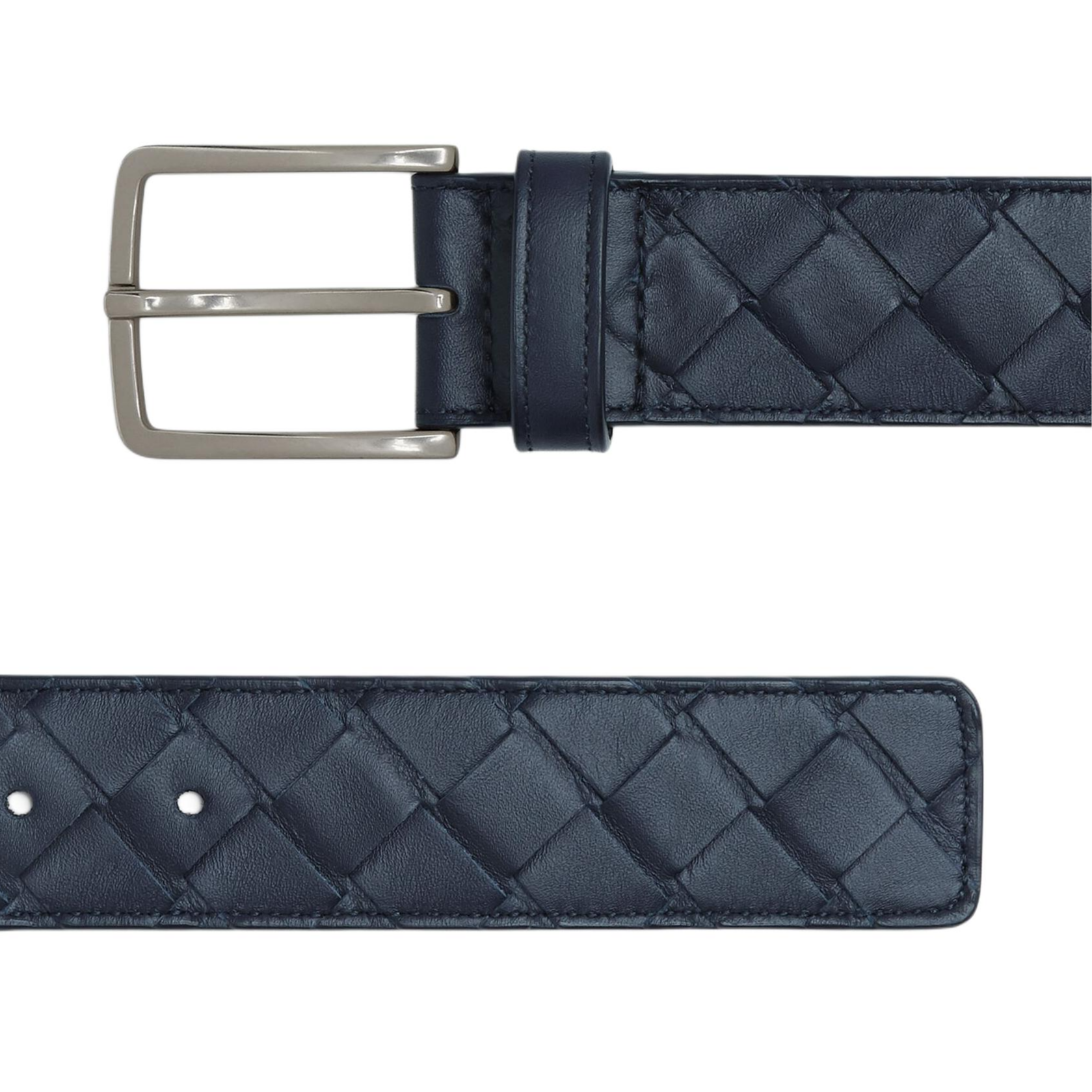 Мужской ремень Bottega Veneta Intrecciato 3.5cm (синий) — фото 7