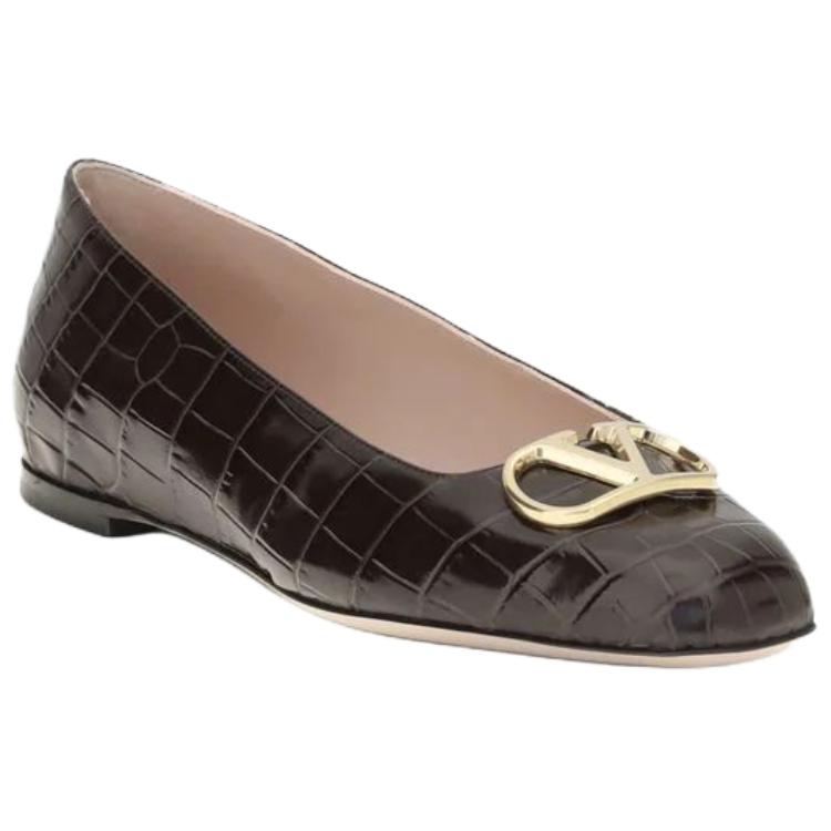 Женские балетки Valentino VLogo Signature 0.5cm (коричневый) — фото 3