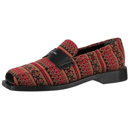 LOUIS VUITTON Connelly Fabric Flat Casual Shoes Women's Black Red