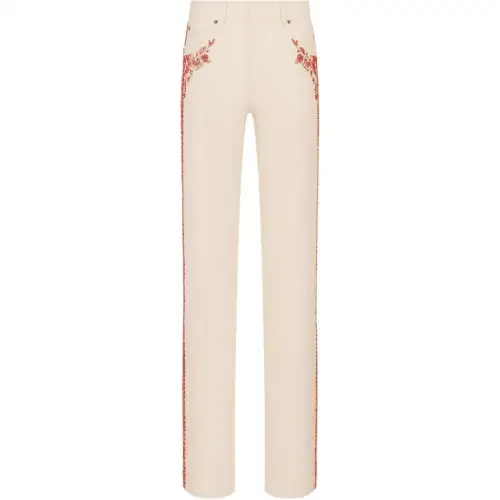 DIOR Jeans Women's Beige Moderate Straight Fit Pants