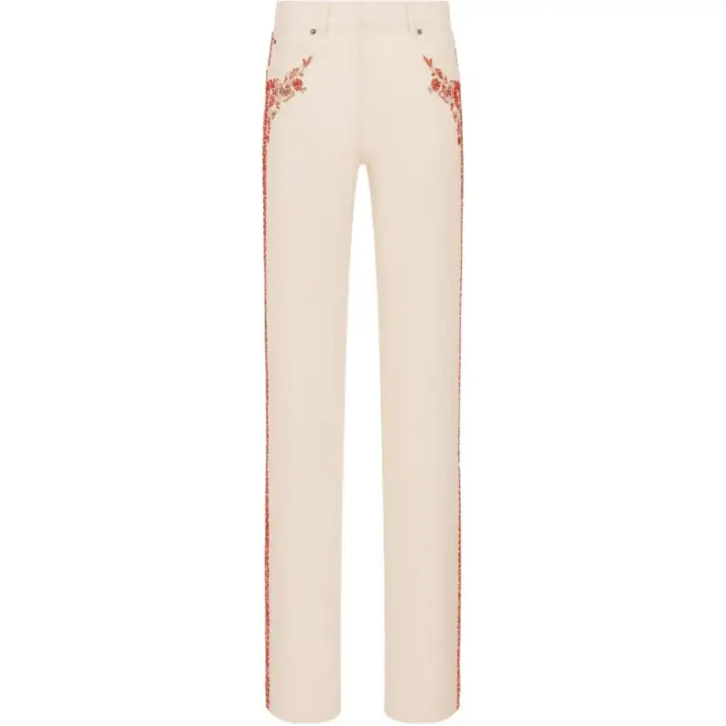 DIOR Jeans Women's Beige Moderate Straight Fit Pants