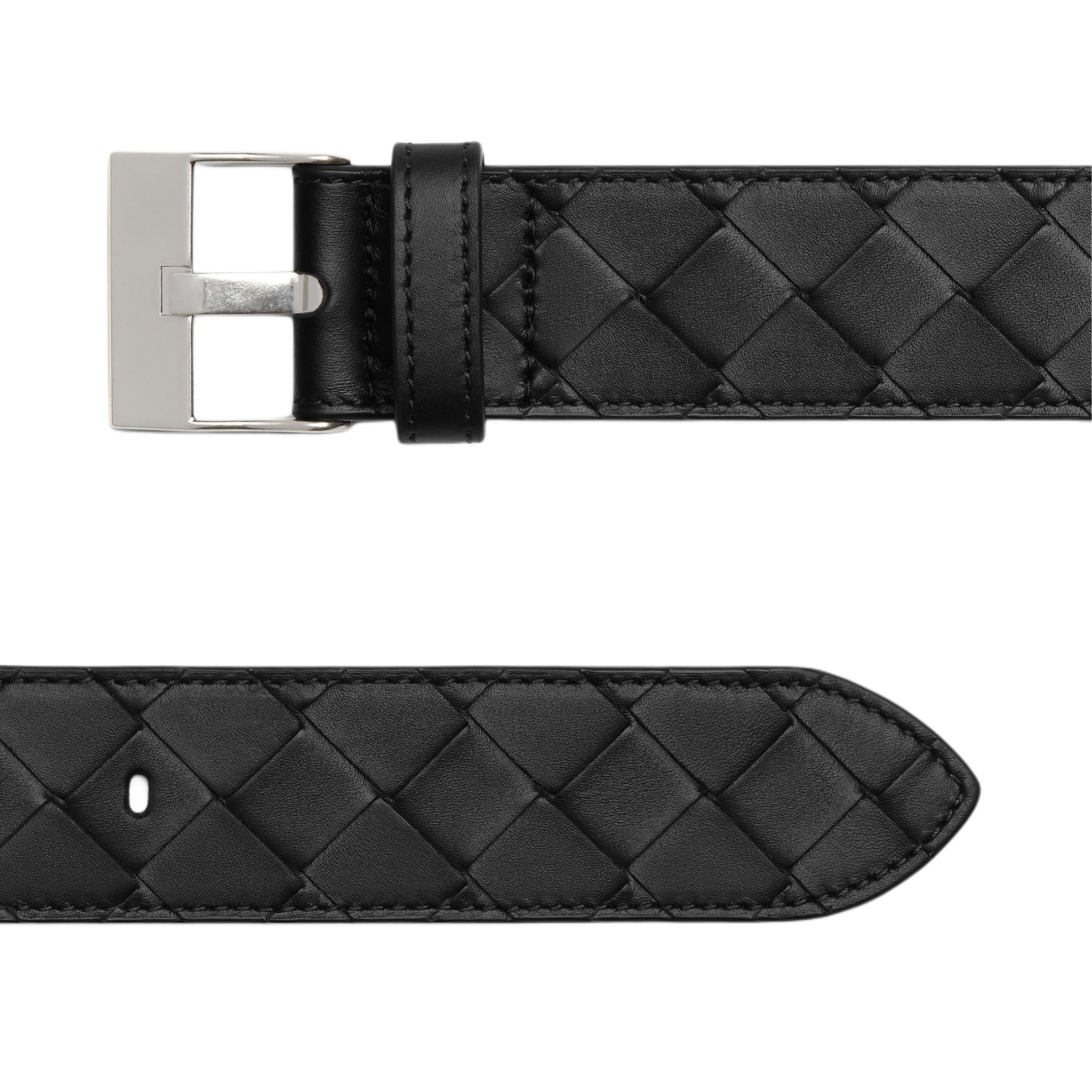 Мужской ремень Bottega Veneta Intrecciato 3.5cm (черный) — фото 3