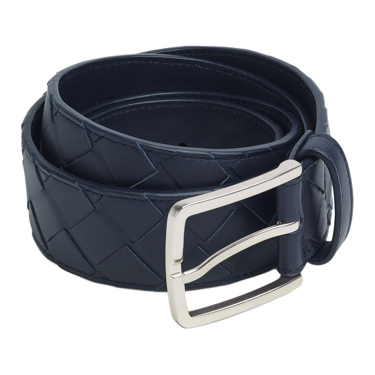 Мужской ремень Bottega Veneta Intrecciato 3.5cm (синий) — фото 4