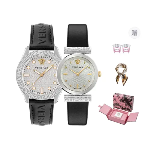 VERSACE Versace, quartz watch, white dial for men and women, perfume, blue trend waterproof gift box, quartz mechanism, for beloved, light luxury style