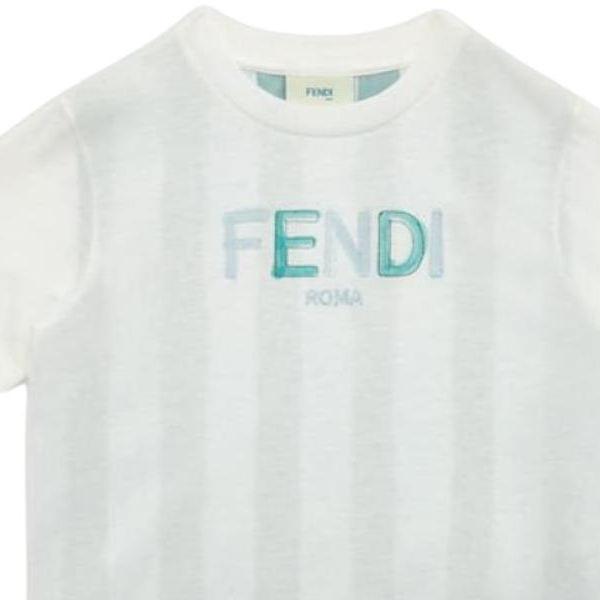 Мужская футболка Fendi (бело-зеленая) — фото 4