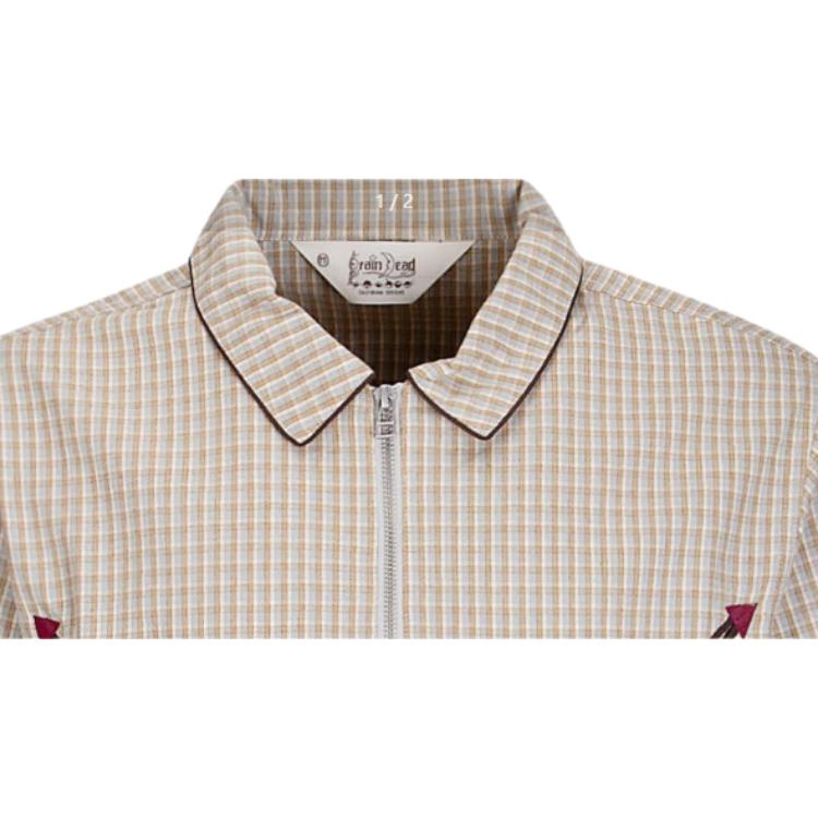Мужская футболка Polo Brain Dead Check Western Shirt (серо-бежевая) — фото 4
