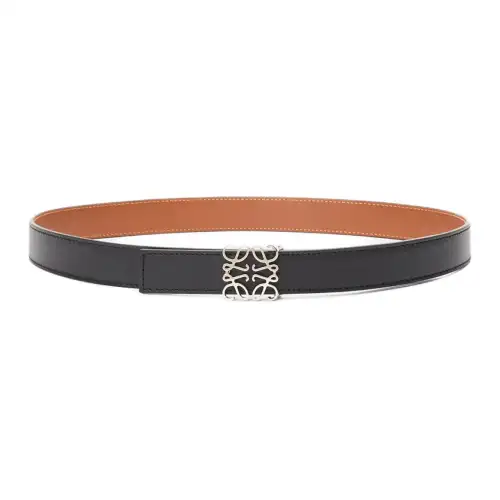 LOEWE Cow Leather Belts Women's Black/Caramel Brown Width 2.8cm