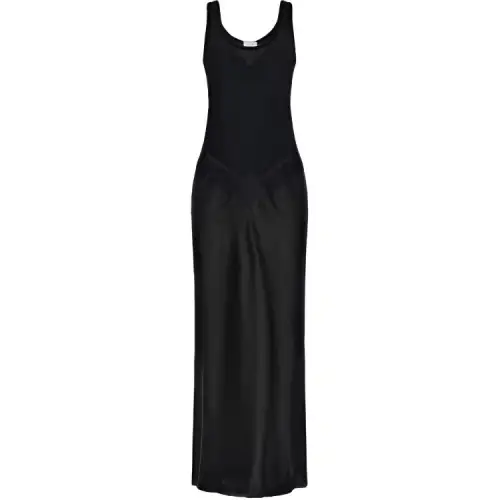 OFF-WHITE lace-panel satin maxi dress