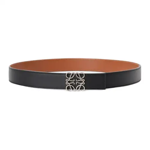 LOEWE Cow Leather Belts Men's Black/Caramel Brown Width 4cm