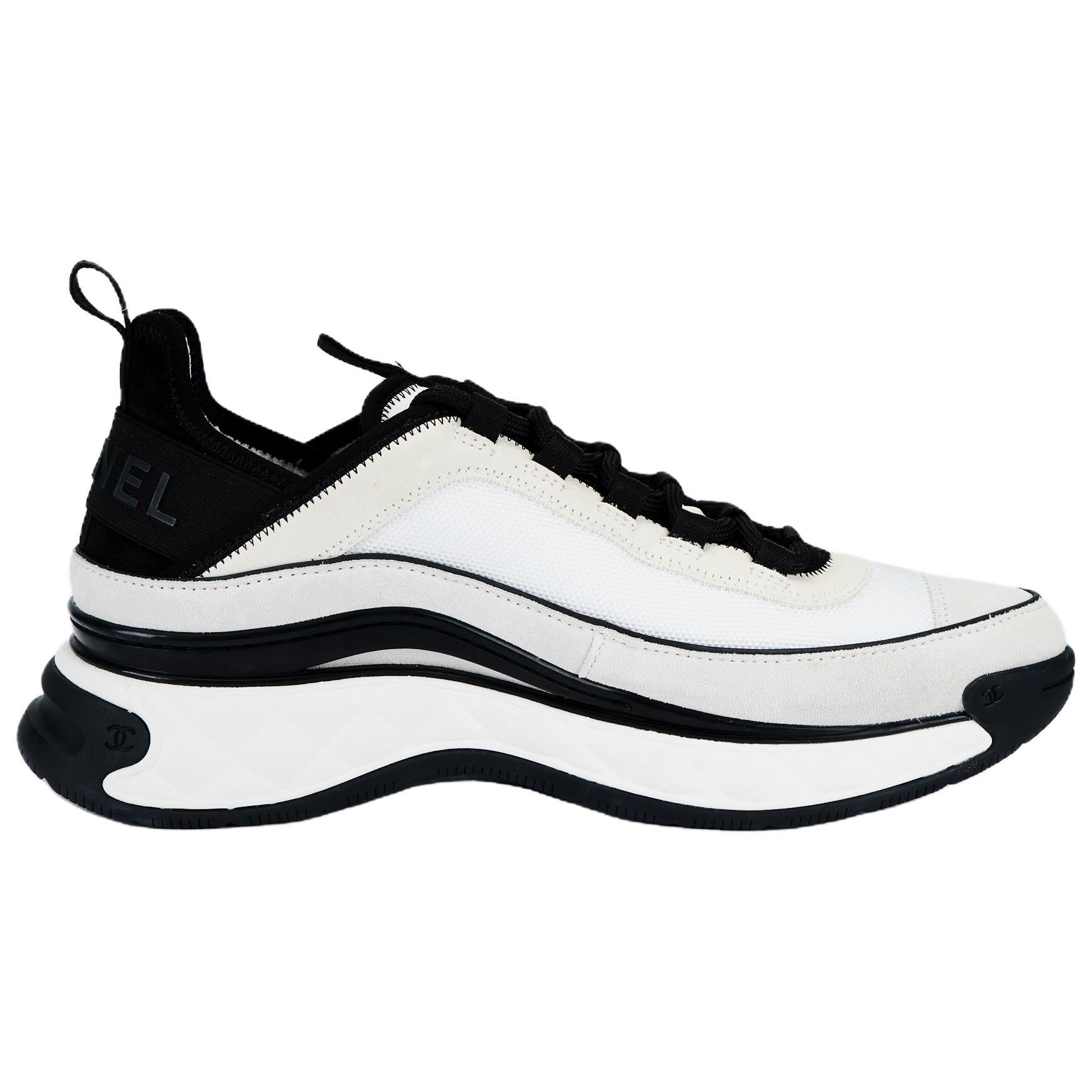 CHANEL Leather Low top Sports Casual Shoes Men's Beige White Black