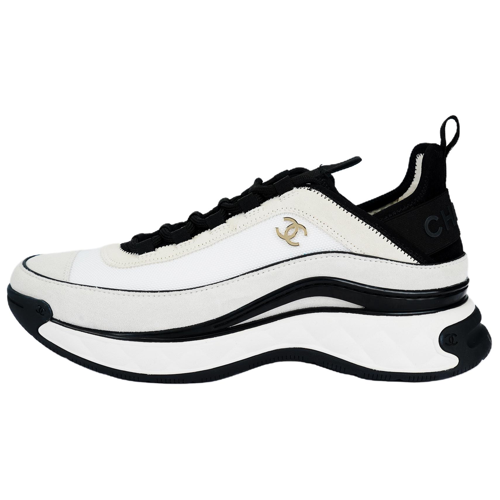CHANEL Leather Low top Sports Casual Shoes Men's Beige White Black