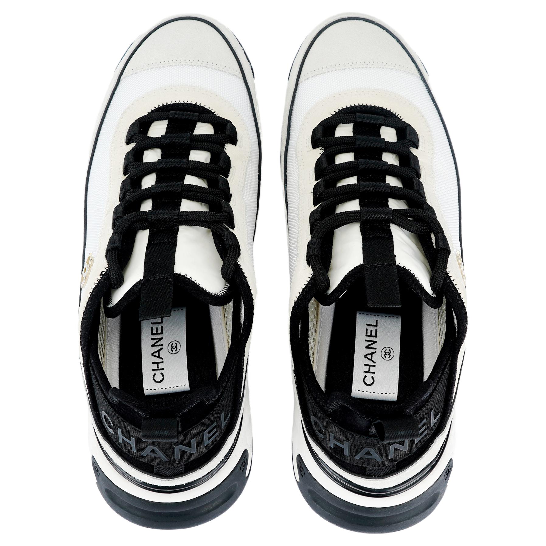 CHANEL Leather Low top Sports Casual Shoes Men's Beige White Black