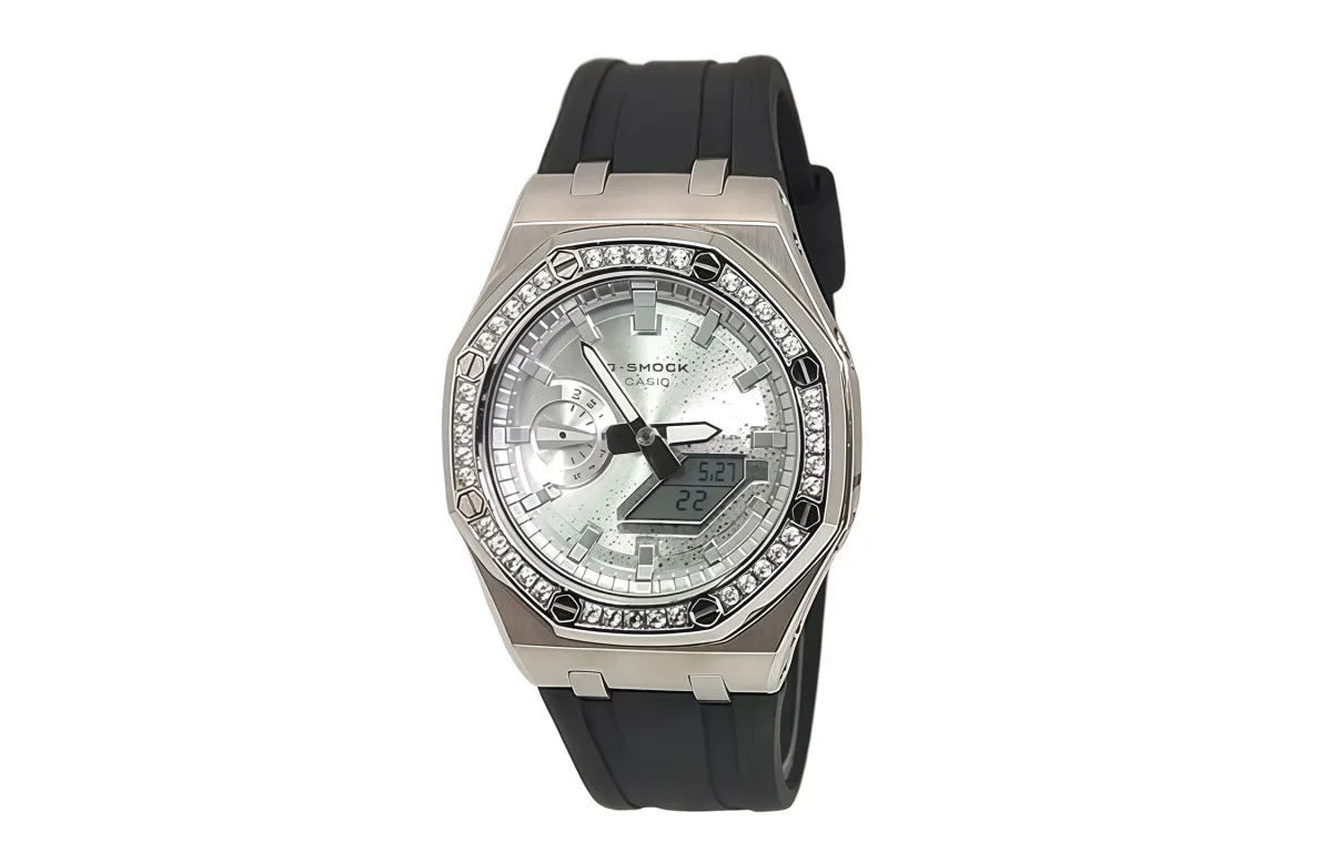 CASIO Men Liquid Crystal/Analog Dual Display Series 44mm Silver Watch
