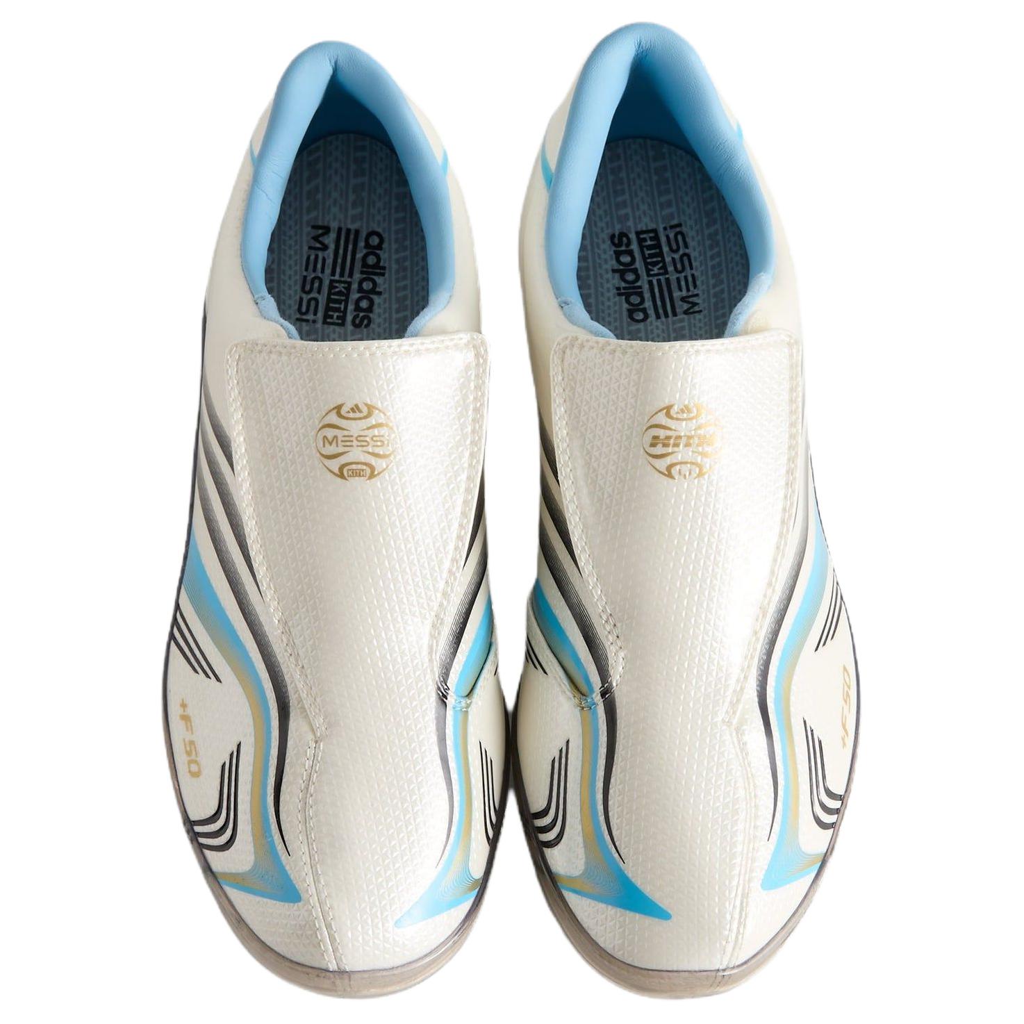 Мужские кроссовки adidas × KITH x Lionel Messi F50 Walkable Cleat (бело-синие) — Белыйсиний — фото 4