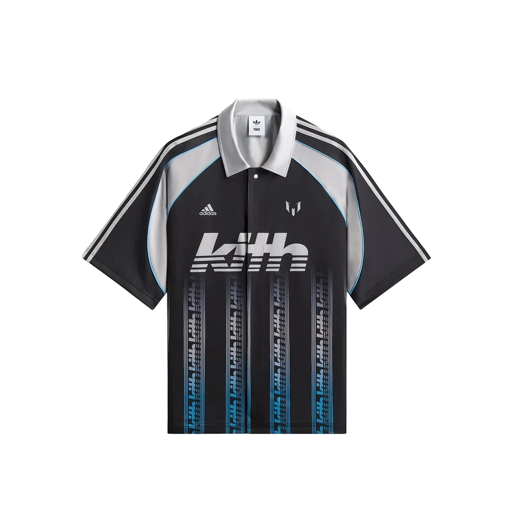 Adidas Originals X KITH X MESSI Soccer Jerseys Men's Black Lapel Moderate