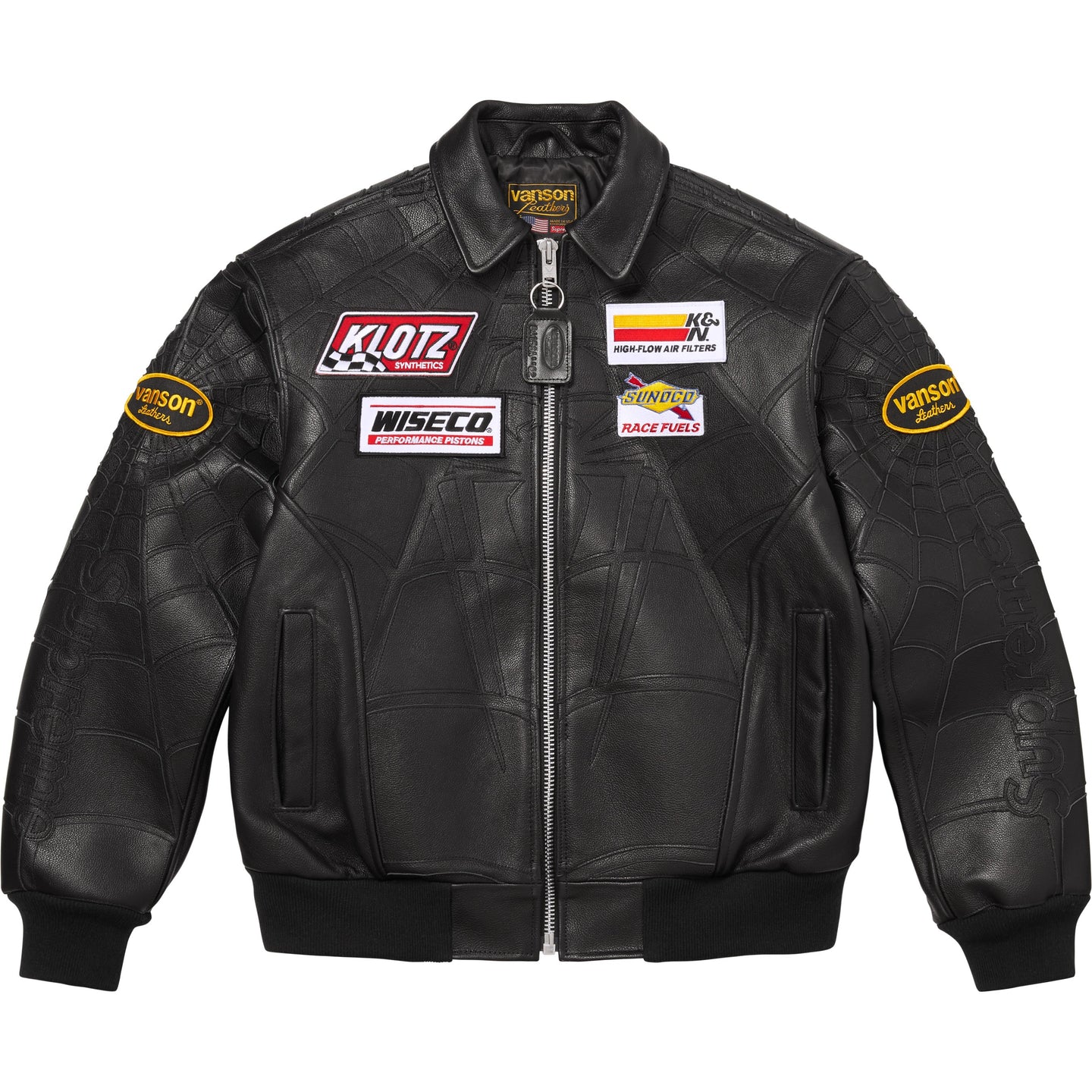 Кожаная куртка Supreme × Vanson Leathers × Spider-Man SS26 Week14 Jacket (черная)