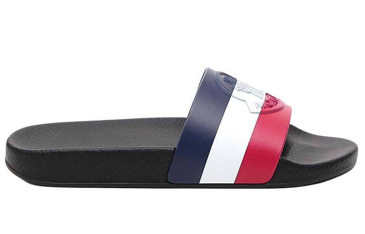 Moncler Basile Pool Slides Black Tricolour