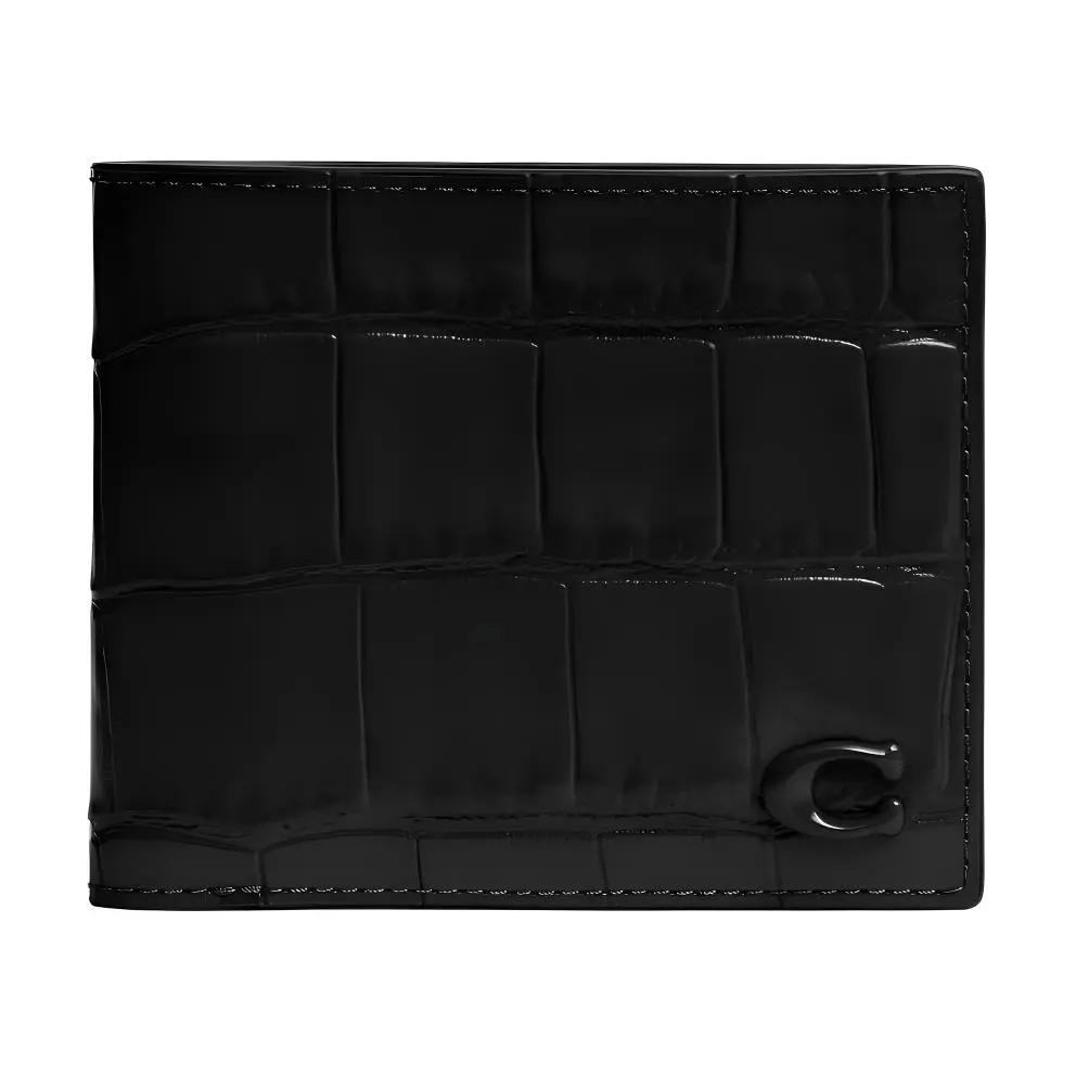 COACH Leather With Refined Calfskin Wallet Men's Black