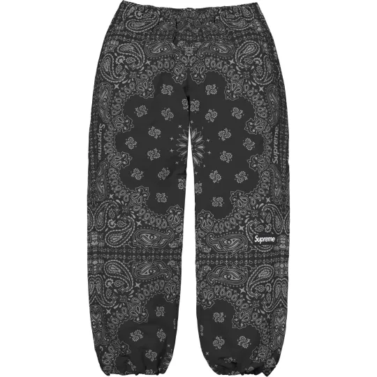 Supreme SS26 WEEK14 Светоотражающие спортивные штаны-банданы Удобные трикотажные спортивные штаны с полным принтом в виде букета орехов кешью, одинаковые по стилю для мужчин и женщин