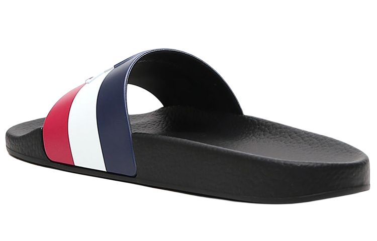 Moncler Basile Pool Slides Black Tricolour