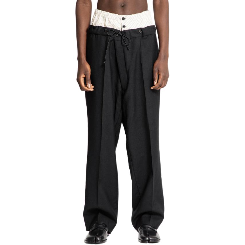 Мужские брюки Maison Margiela Шерстяные широкие (черно-белые)