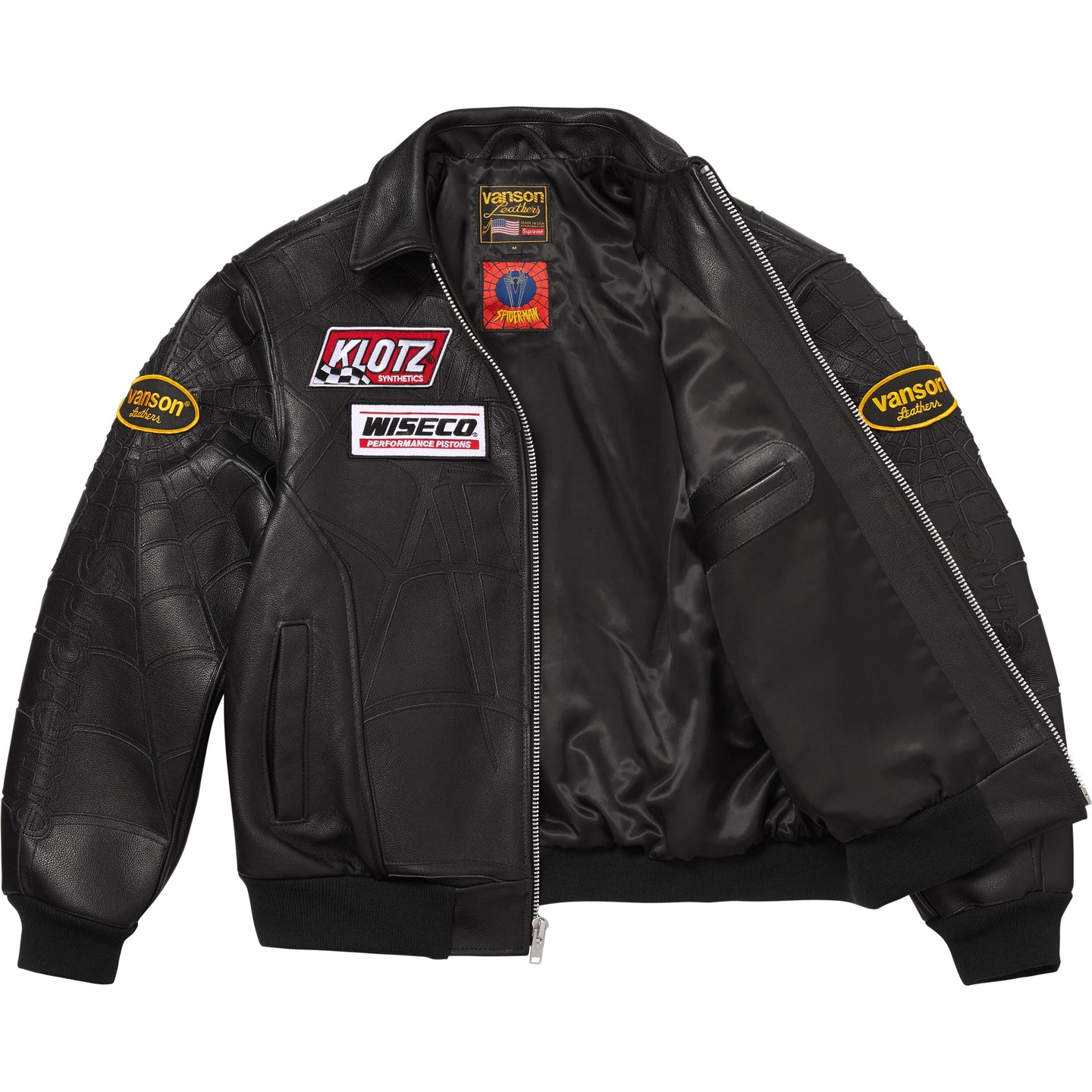 Кожаная куртка Supreme × Vanson Leathers × Spider-Man SS26 Week14 Jacket (черная) — фото 3