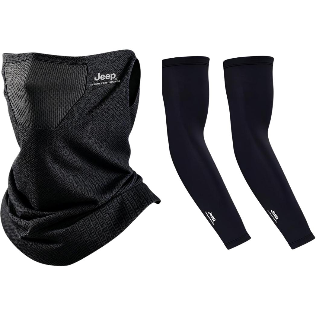 Солнцезащитный набор Jeep Face Mask and Arm Sleeves (черно-серый)