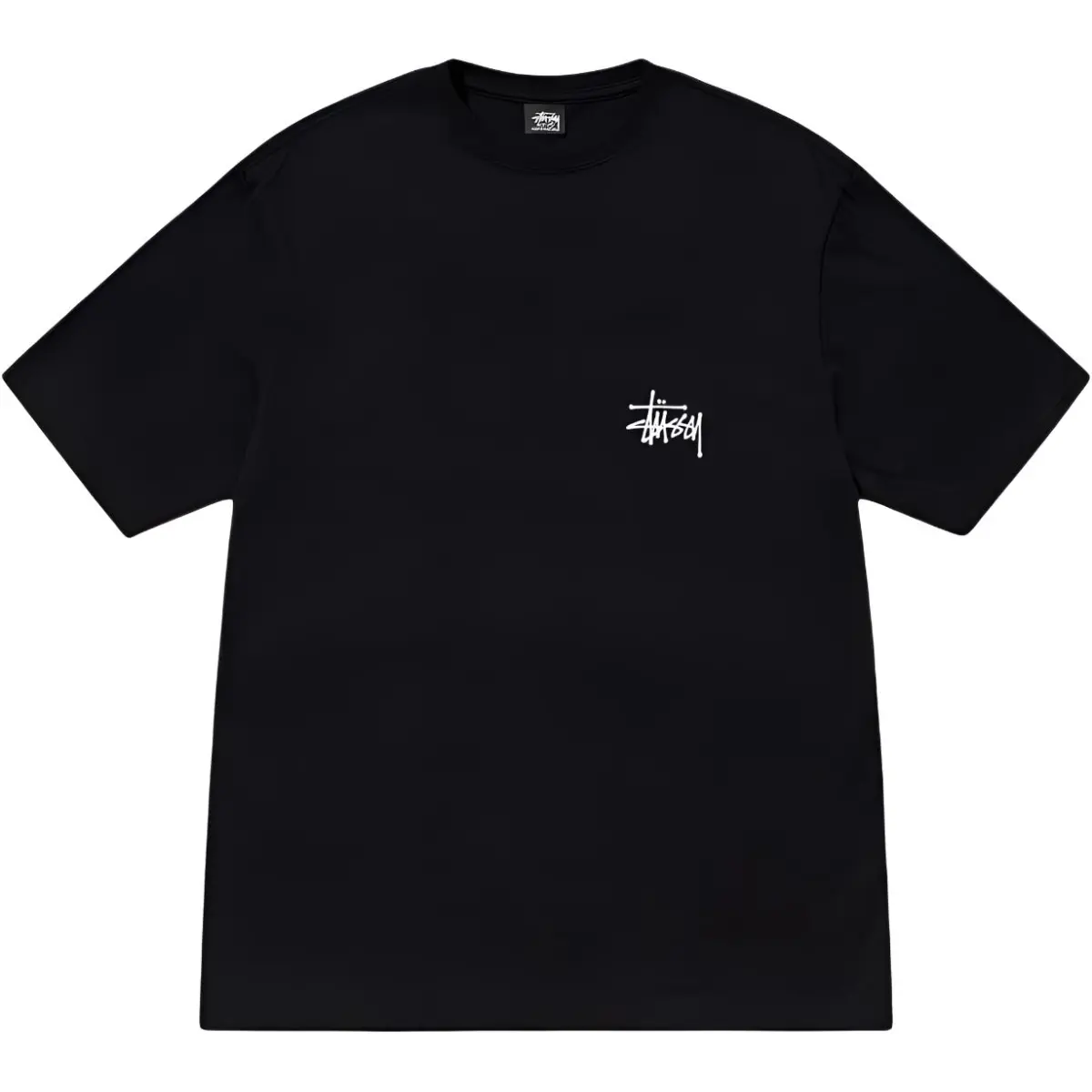 Stussy Ribbed Letter Print Cotton Pullover T-Shirt