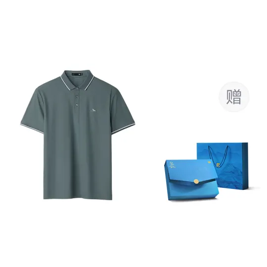 Hailan House HLA × Дуньхуанский институт изящных искусств Серия Отцовское качество Zhenli Классический отворот Без глажки Влагопоглощающий Быстросохнущий Изысканный принт Деловой повседневный Простой Повседневный Универсальный Дышащий Для поездок на работу Высококачественная рубашка поло с короткими рукавами Мужской стиль В комплекте Подарочная коробка