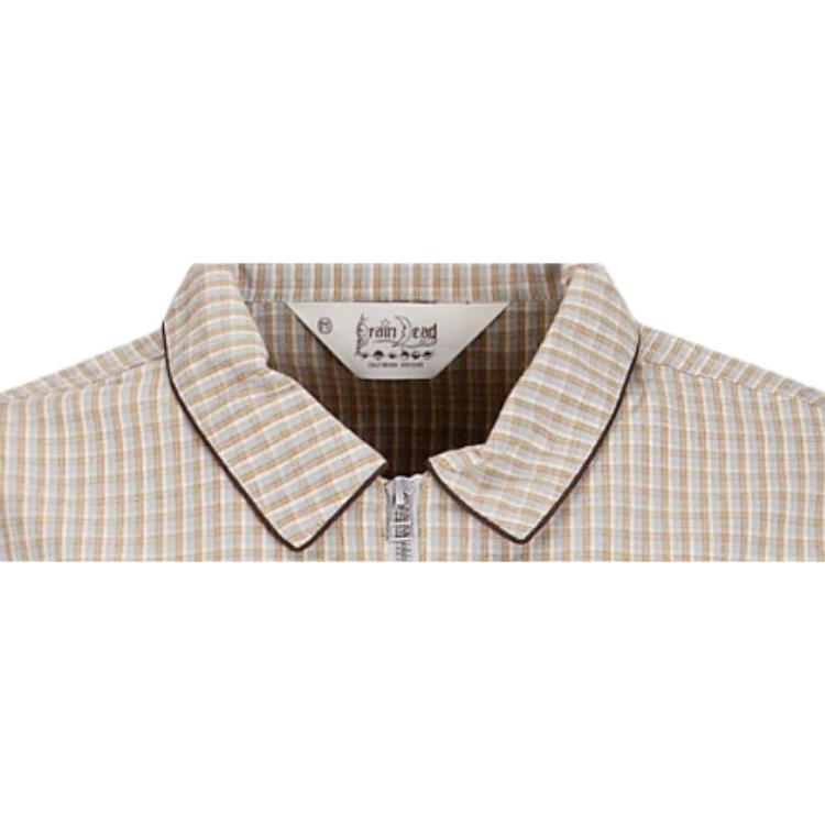 Мужская футболка Polo Brain Dead Check Western Shirt (серо-бежевая) — фото 9