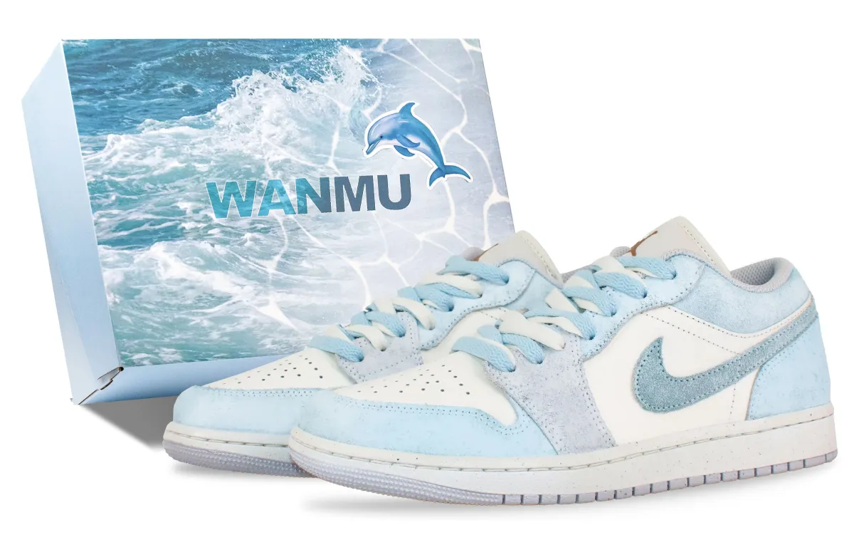 Jordan Air Jordan 1 Mint Bubble Slip Resistant Low top Skateboard Shoes Unisex Blue White