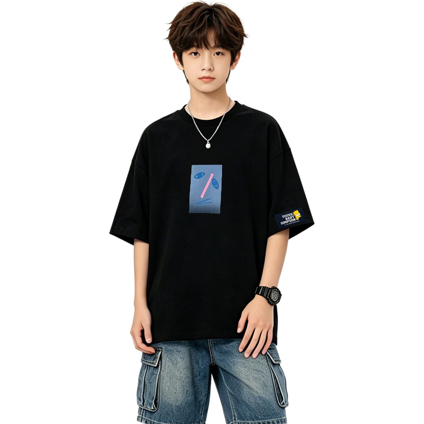 Футболка The Simpsons Korean Style Back Print Cotton T-Shirt (черная)
