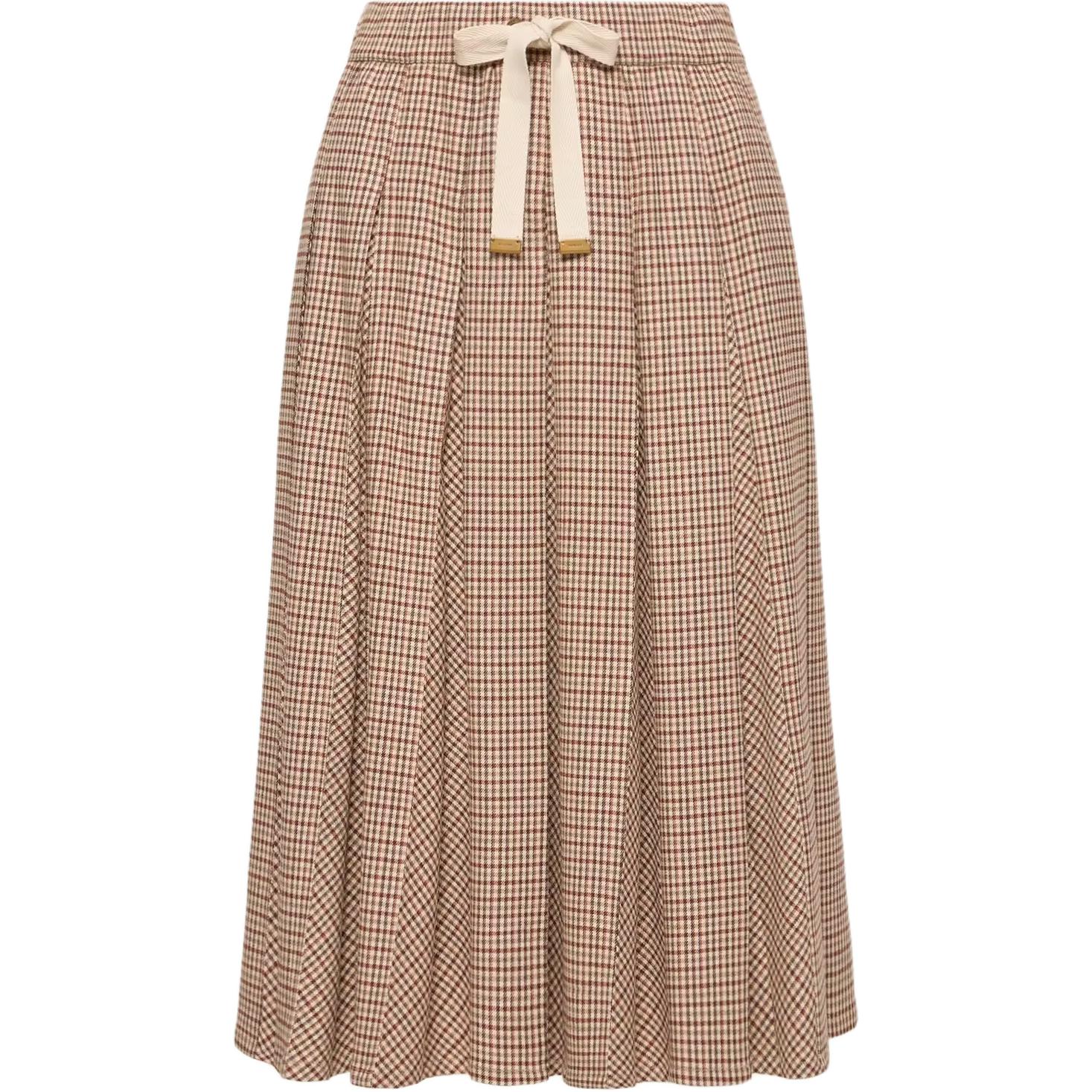 Женская юбка Moncler SS26 Microcheck Midi Wool Skirt (серая)
