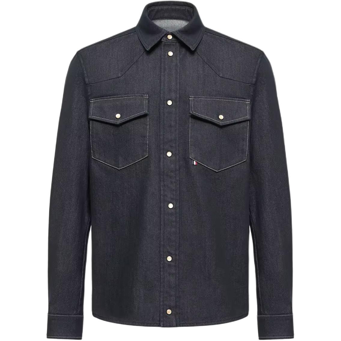 Мужская рубашка Moncler SS26 Denim Long Sleeve Shirt (синяя)