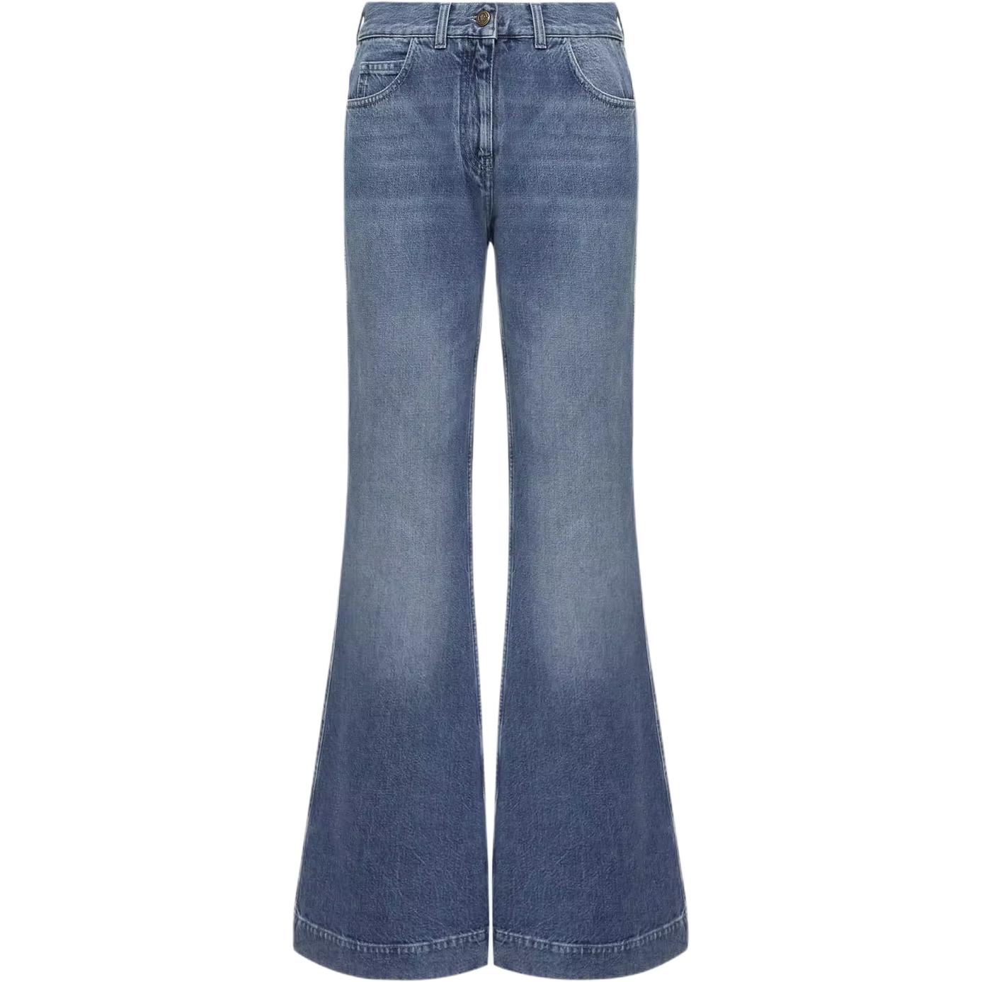 Женские штаны Moncler SS26 Wide Leg Denim (синие)