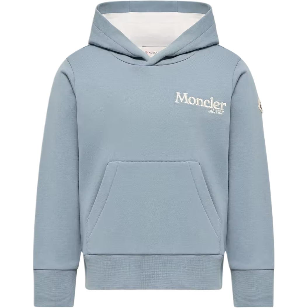 Детское худи Moncler Logo Cotton Fleece Hoodie (синее)