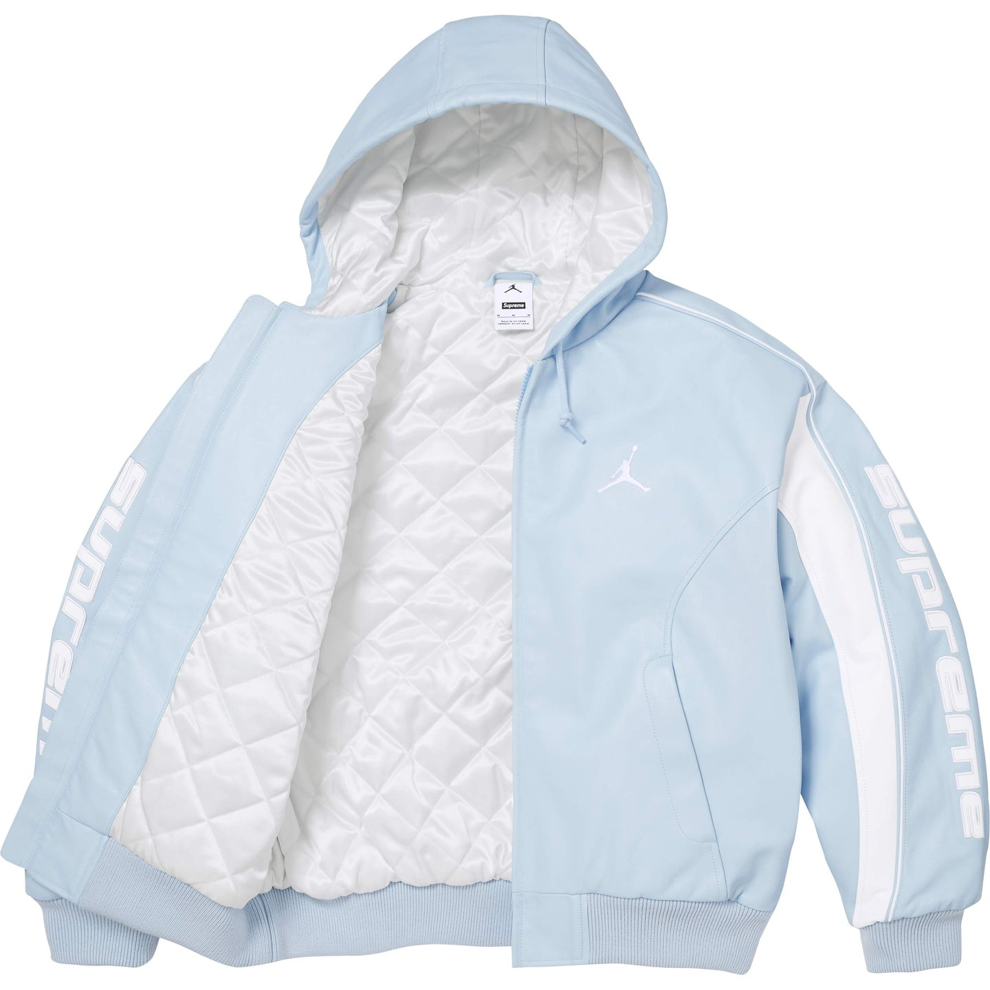 Куртка Supreme Jordan WEEK15 Hooded Leather Jacket (черная) — фото 8