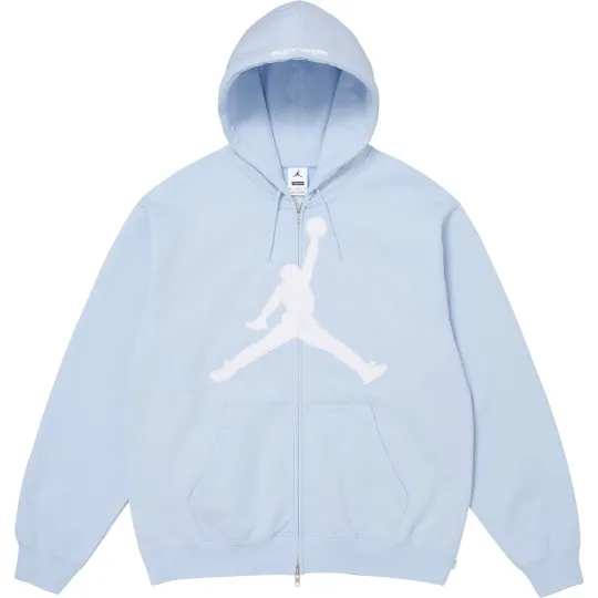 Supreme Jordan совместная модель SS26 WEEK15 Толстовка с капюшоном на молнии, толстовка трапециевидного силуэта с вышивкой для мужчин и женщин.