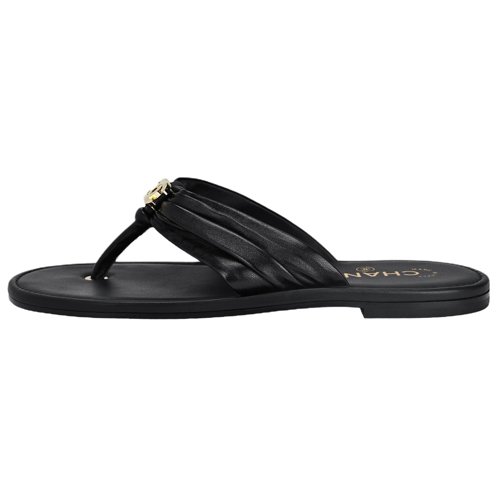 Женские шлепанцы Chanel CHANEL Coco Beach 26M 1cm (черные)