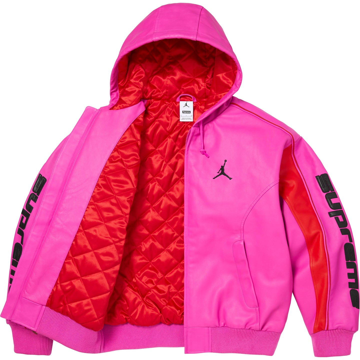 Куртка Supreme Jordan WEEK15 Hooded Leather Jacket (черная) — фото 13