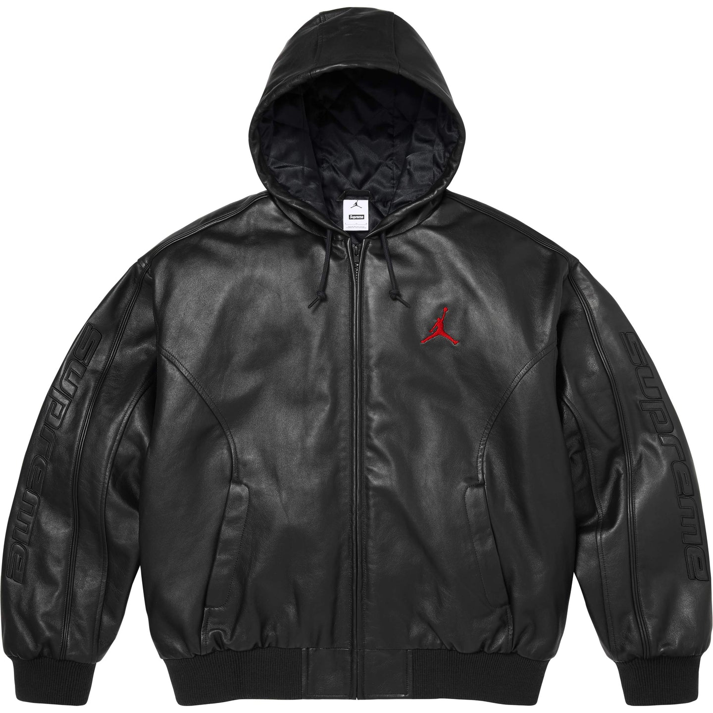 Куртка Supreme Jordan WEEK15 Hooded Leather Jacket (черная)
