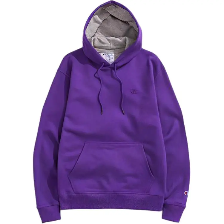 Champion Double Label Embroidery Casual Fleece Lined Sweatshirt Unisex Purple