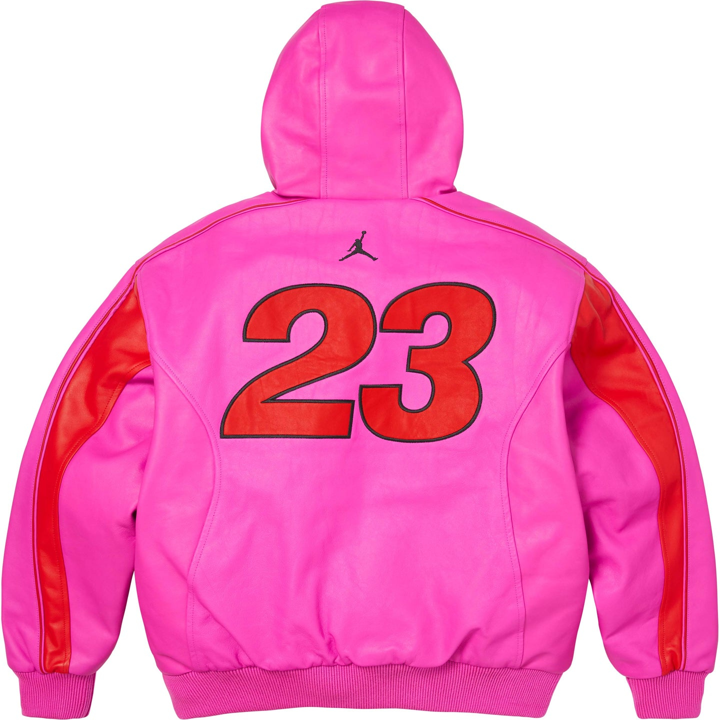 Куртка Supreme Jordan WEEK15 Hooded Leather Jacket (черная) — фото 12