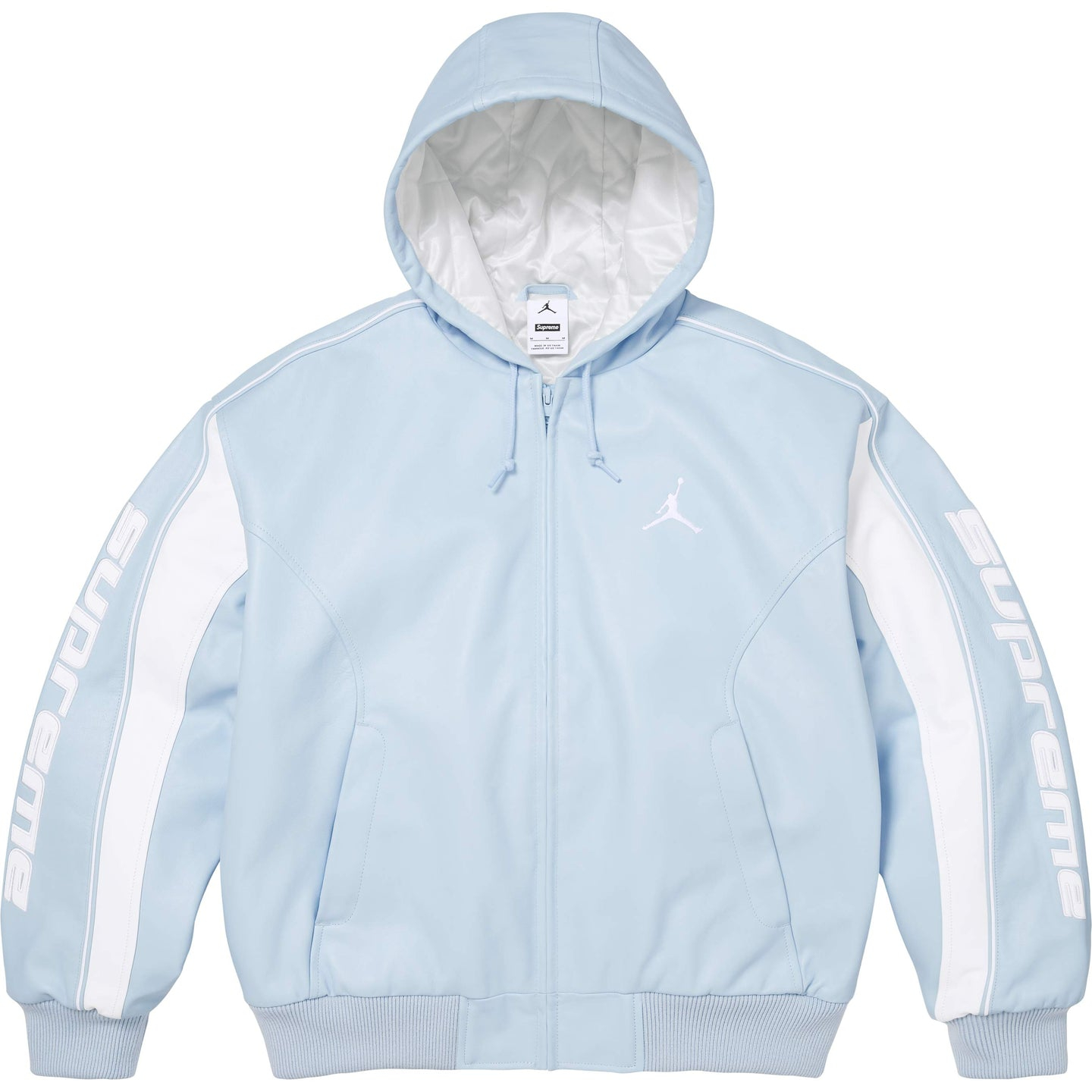 Куртка Supreme Jordan WEEK15 Hooded Leather Jacket (черная) — фото 6