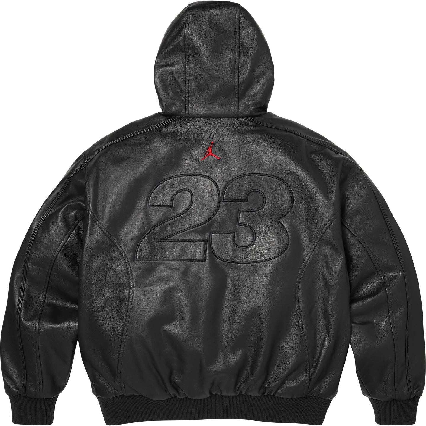 Куртка Supreme Jordan WEEK15 Hooded Leather Jacket (черная) — фото 2