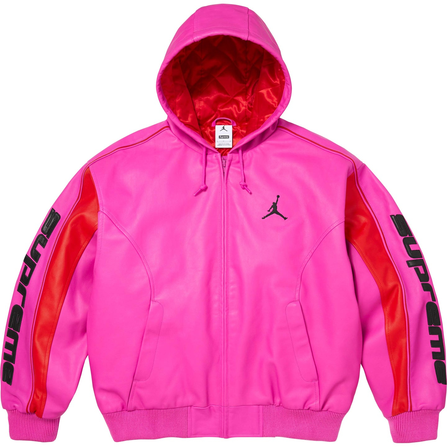 Куртка Supreme Jordan WEEK15 Hooded Leather Jacket (черная) — фото 11