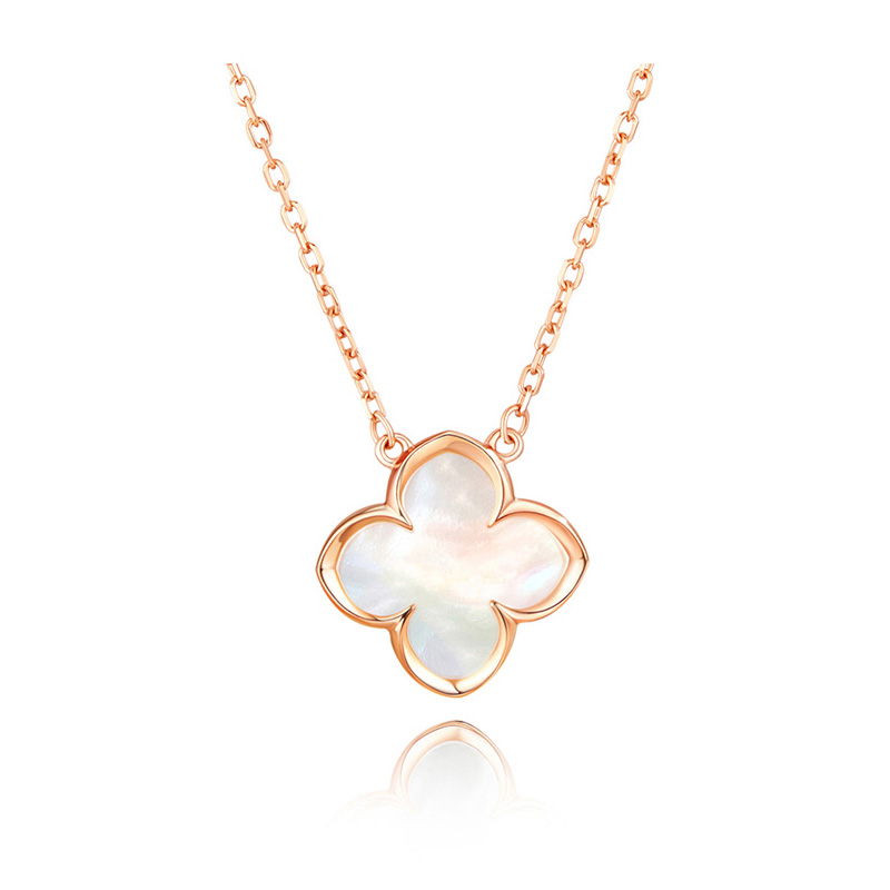 Chinese golden silver bracelet, individual elegant sophisticated lucky clover, universal chain for key bag , gift box, necklace, custom-made, simple and elegant design, light luxury style, 925 sample silver, silver 925 sample, women's style