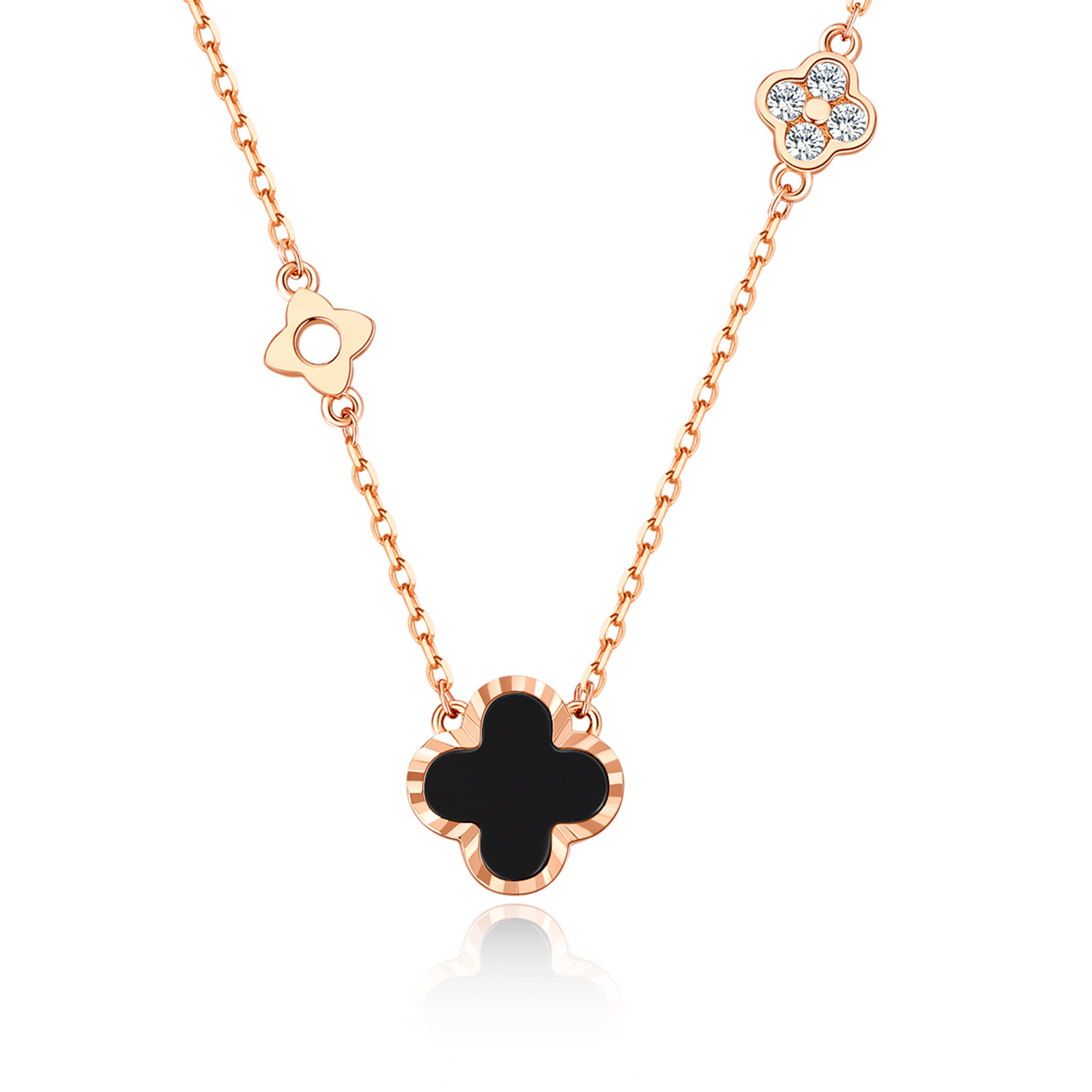 Chinese golden silver bracelet, lucky clover, individual sophisticated chain for key bag , gift box for students, agate necklace, custom-made, light luxury style, Chinese style, 925 sample silver, women's style