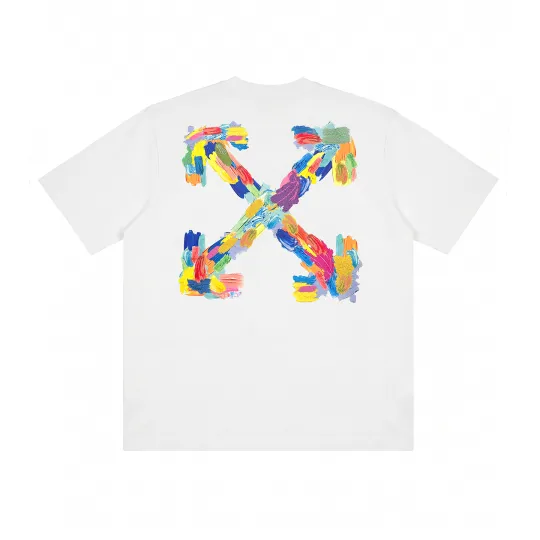 OFF-WHITE SS26 Американский уличный принт со стрелками на спине, модная легкая роскошная трендовая универсальная футболка с короткими рукавами крупного бренда, одинаковый стиль для мужчин и женщин