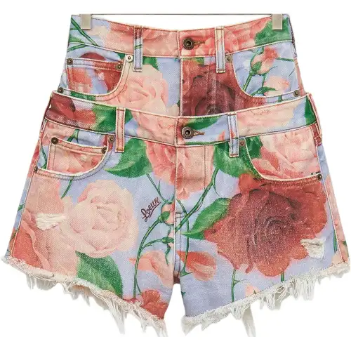 LOEWE Denim Shorts Women's Red Moderate Other